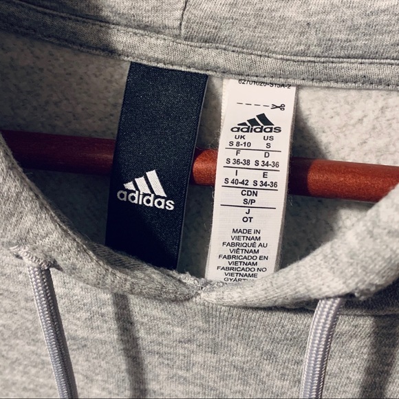 Adidas - Grey hoodie with black stripes & pockets - Picture 4 of 4